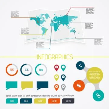 Set of infographics elements in modern flat business style. Stock Illustration