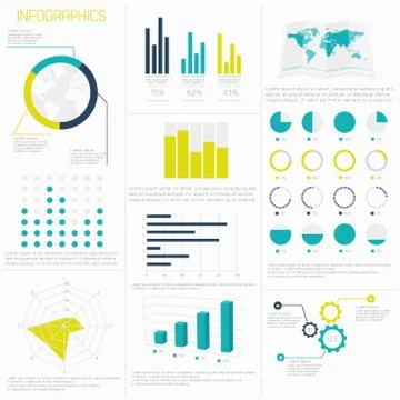 Set of infographics elements in modern flat business style. Stock Illustration