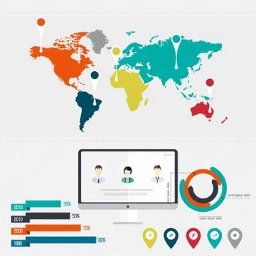 Set of infographics elements in modern flat business style. Stock Illustration
