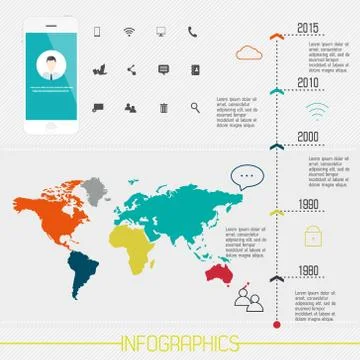 Set of infographics elements in modern flat business style. Stock Illustration