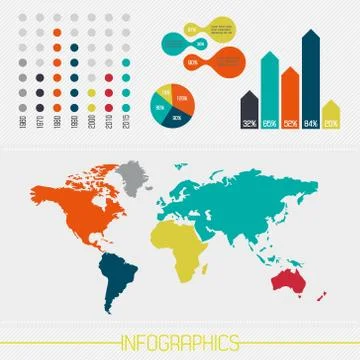 Set of infographics elements in modern flat business style. Stock Illustration
