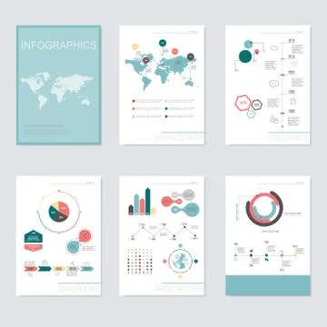 Set of infographics elements in modern flat business style. Stock Illustration