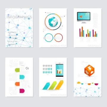 Set of infographics elements in modern flat business style. Stock Illustration