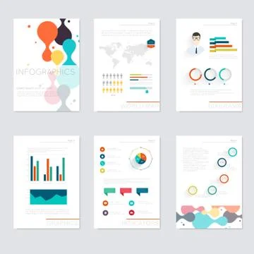 Set of infographics elements in modern flat business style. Stock Illustration