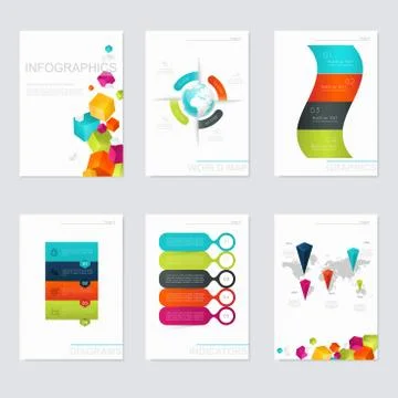 Set of infographics elements in modern flat business style. Stock Illustration