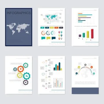 Set of infographics elements in modern flat business style. 스톡 일러스트