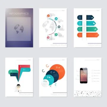 Set of infographics elements in modern flat business style. Stock Illustration