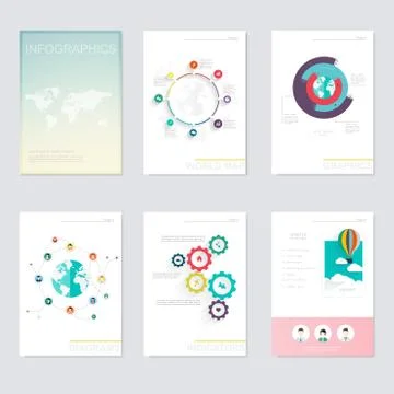 Set of infographics elements in modern flat business style. Stock Illustration