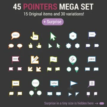 Set of infographics elements - pointers, arrows, signs and flags Ilustración de archivo