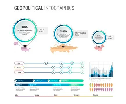 Set of infographics elements - world map, pointers and diagrams 스톡 일러스트