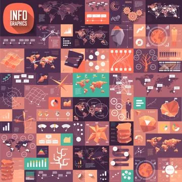 Set of infographics flat design elements Stock Illustration