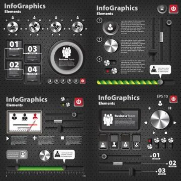 Set of infographics in UI style with switches Stock Illustration