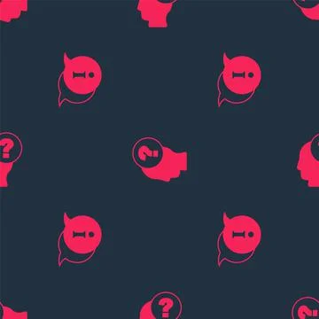 Set Information and Head with question mark on seamless pattern. Vector イラスト素材