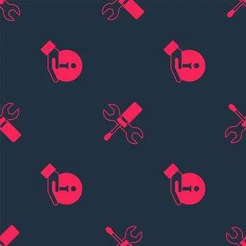 Set Information and Screwdriver and wrench spanner on seamless pattern. Vector Stock Illustration