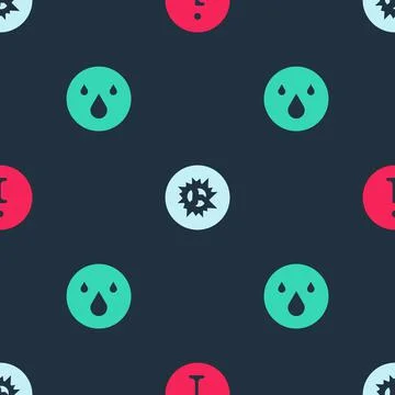 Set Information, Bomb explosion and Water drop on seamless pattern. Vector 스톡 일러스트