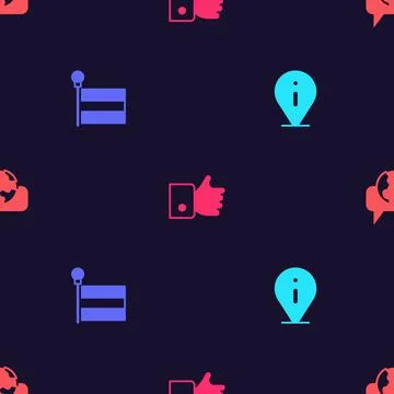 Set Information, Flag, Hand like and Learning foreign languages on seamless Stock Illustration