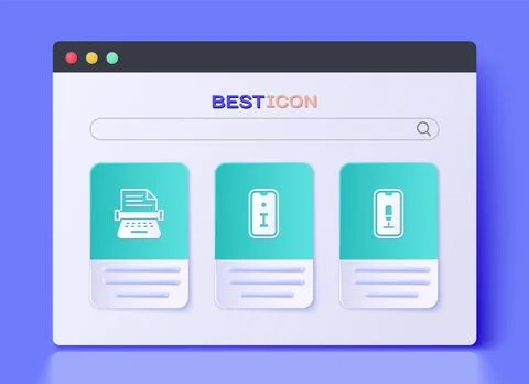 Set Information, Retro typewriter and Mobile recording icon. Vector Stock Illustration