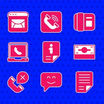 Set Information, Smile face, File document, Stacks paper money cash, Declined Illustrazione stock