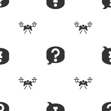 Set Information, Speech bubble chat and Drone on seamless pattern. Vector Stock Illustration