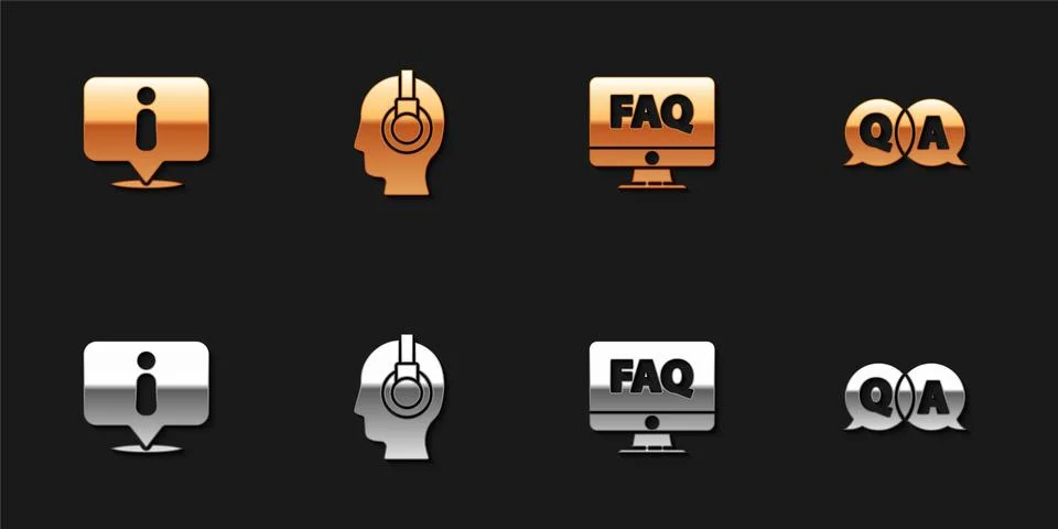 Set Information, Support operator in touch, Computer monitor and FAQ and Stock-Illustration