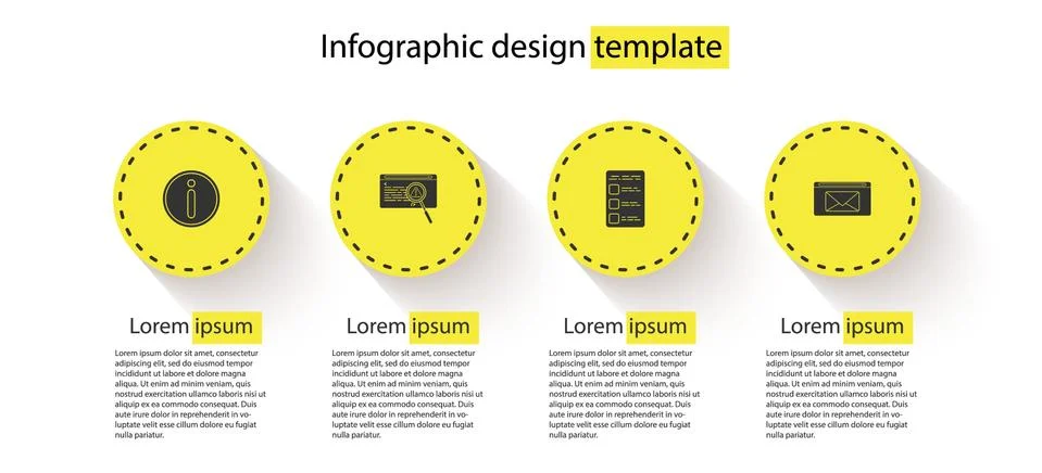 Set Information, System bug concept, Create account screen mobile and Mail and e Illustrazione stock