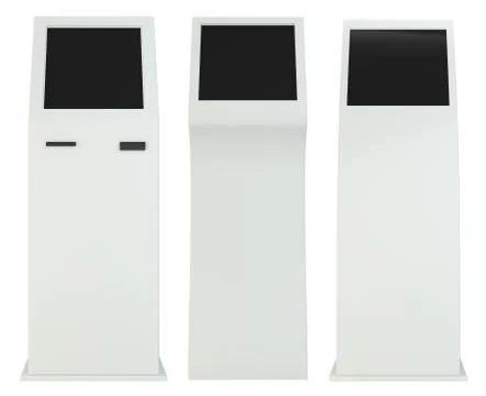 Set information terminal. interactive kiosk on white background. Isolated on Illustrazione stock