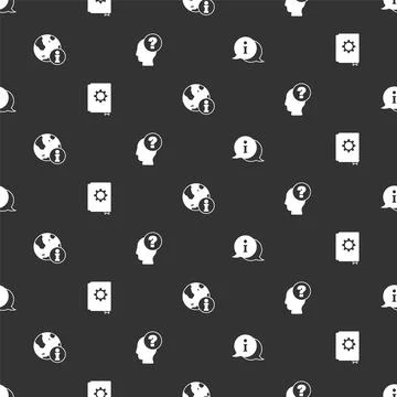 Set Information, User manual, and Head with question mark on seamless pattern 스톡 일러스트