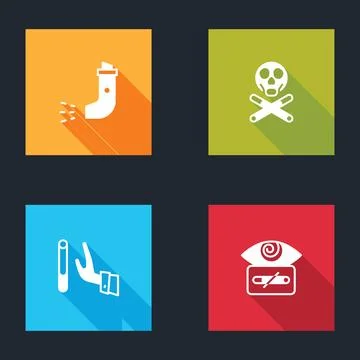 Set Inhaler, Bones and skull, Giving up cigarette and Hypnosis icon. Vector Ilustração Stock