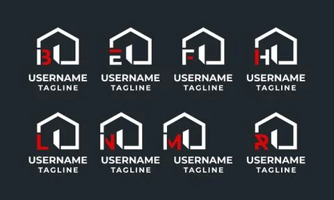 Set of Initial Building, Property, Construction Logo Design Stock Illustration