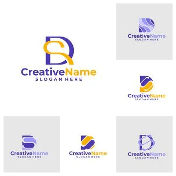 Set of Initial DS logo design concept vector. Creative Letter DS logo templ.. Stock Illustration