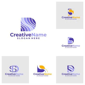 Set of Initial DS logo design concept vector. Creative Letter DS logo templ.. Stock Illustration