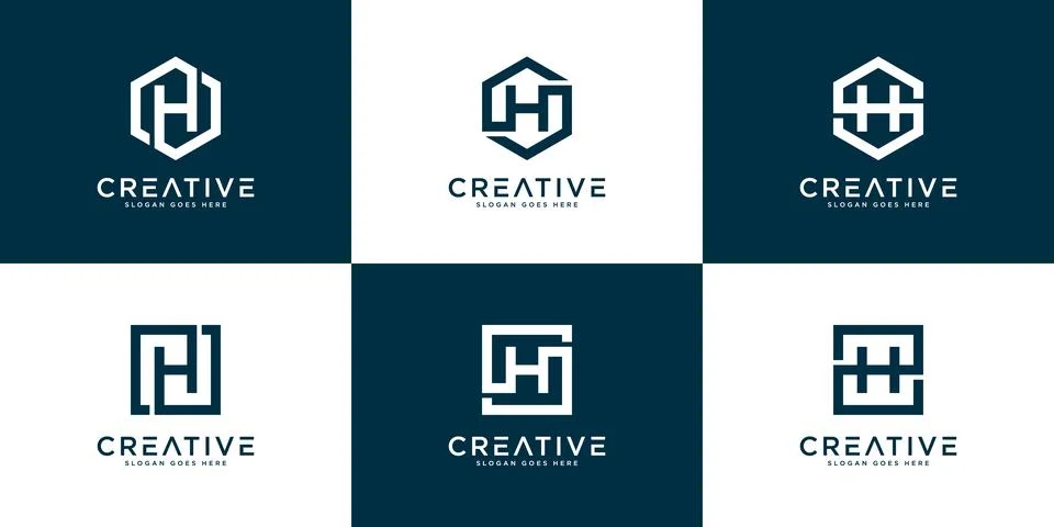 Set of initial H abstract logo vector template Stock Illustration