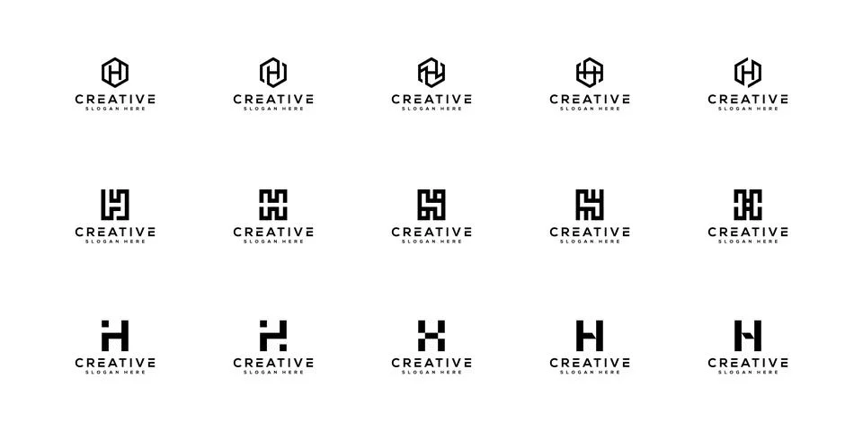 Set of initial H abstract logo vector template Stock Illustration