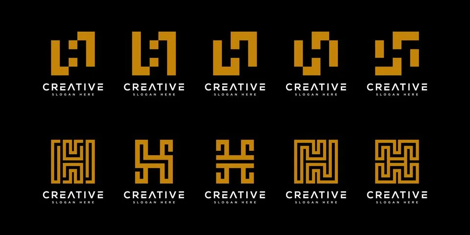 Set of initial H abstract logo vector template Stock Illustration