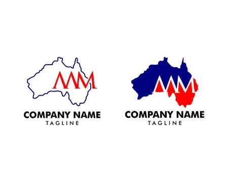 Set of Initial Letter AAM with Australia Map Logo Design Concept Ilustração Stock