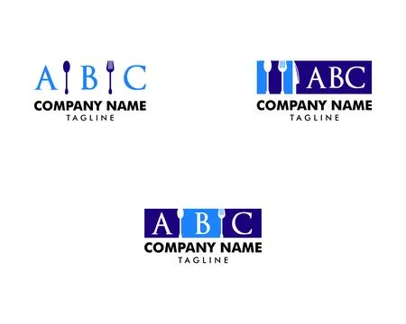 Set of Initial Letter ABC Cutlery Vector Logo Design Elements Stock Illustration