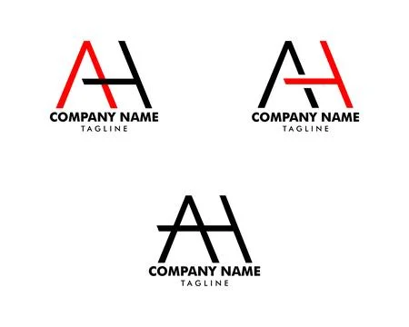 Set of Initial Letter AH Logo Template Design Stock Illustration
