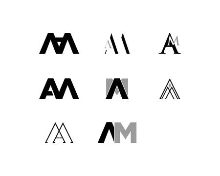 Set of Initial Letter AM Logo Template Design Stockillustratie