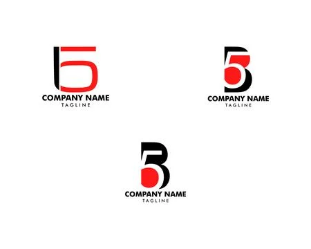 Set of Initial letter and number logo, B and 5, B5, 5B Stock Illustration