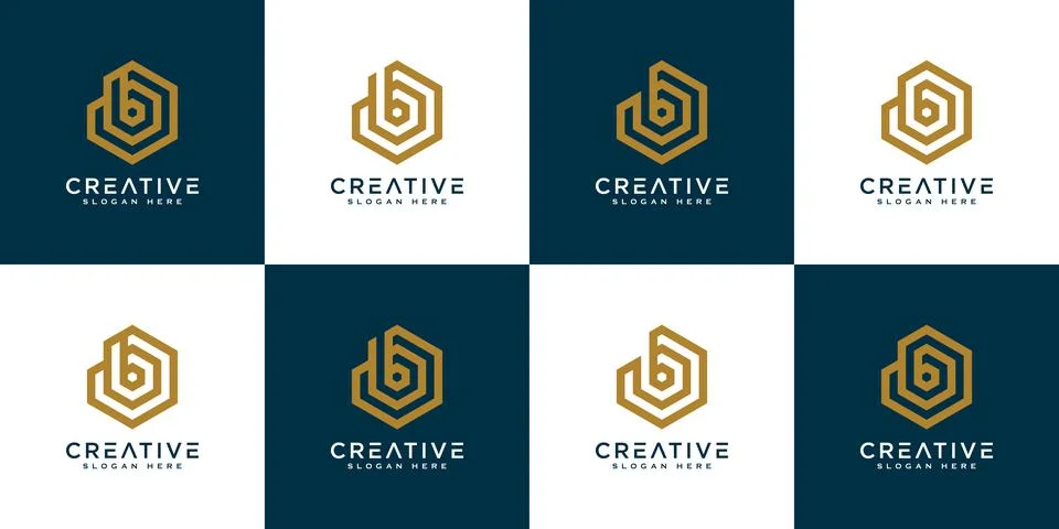 Set of initial Letter B Abstract Vector Logo Design Template. Creative Typogr Stock Illustration