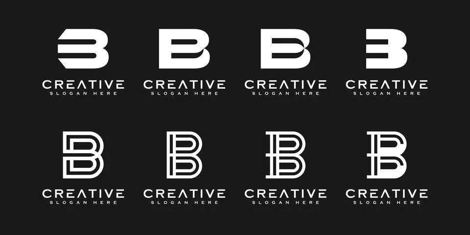 Set of initial Letter B Abstract Vector Logo Design Template. Creative Typogr Stock Illustration