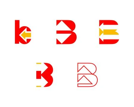 Set of Initial letter B with arrow logo design Stock Illustration
