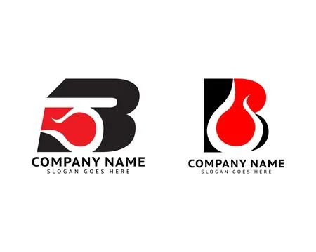 Set of Initial Letter B Fire Logo Design Stock Illustration