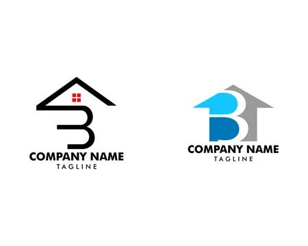 Set of Initial Letter B with House Logo Stock Illustration