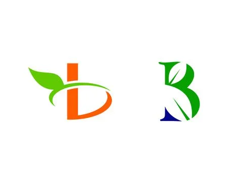 Set of Initial Letter B with Leaf Logo Stock Illustration