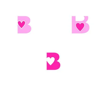 Set of Initial Letter B Love Design Logo Vector Graphic Branding Letter Eleme Stock Illustration