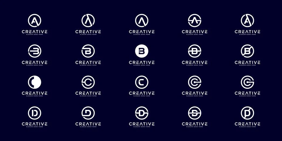 Set of initial letter a,b,c and d logo design template. icons for business of Stock Illustration