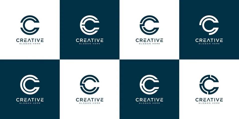 Set of initial letter C abstract logo vector template Stock Illustration