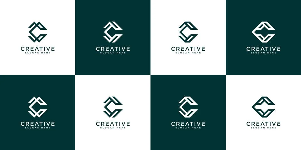 Set of initial letter C abstract logo vector template Stock Illustration