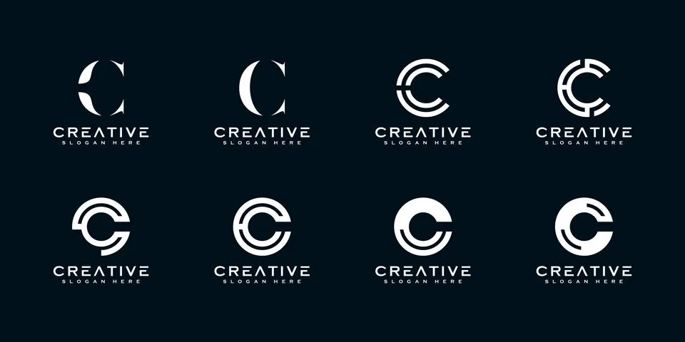 Set of initial letter C abstract logo vector template Stock Illustration